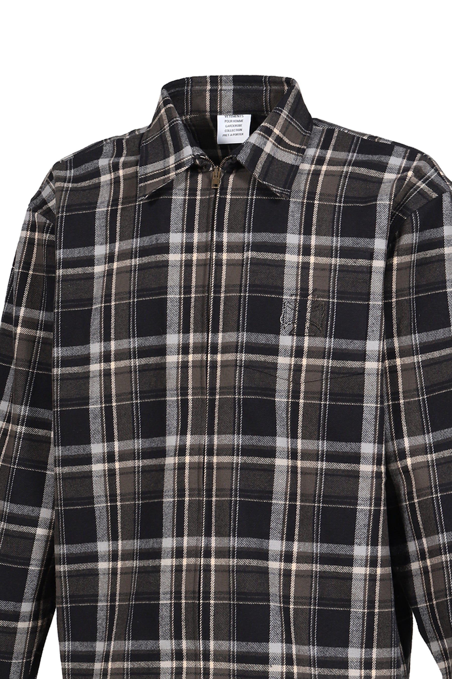 ZIP-UP BIKER CROSS LOGO FLANNEL SHIRT / BLK