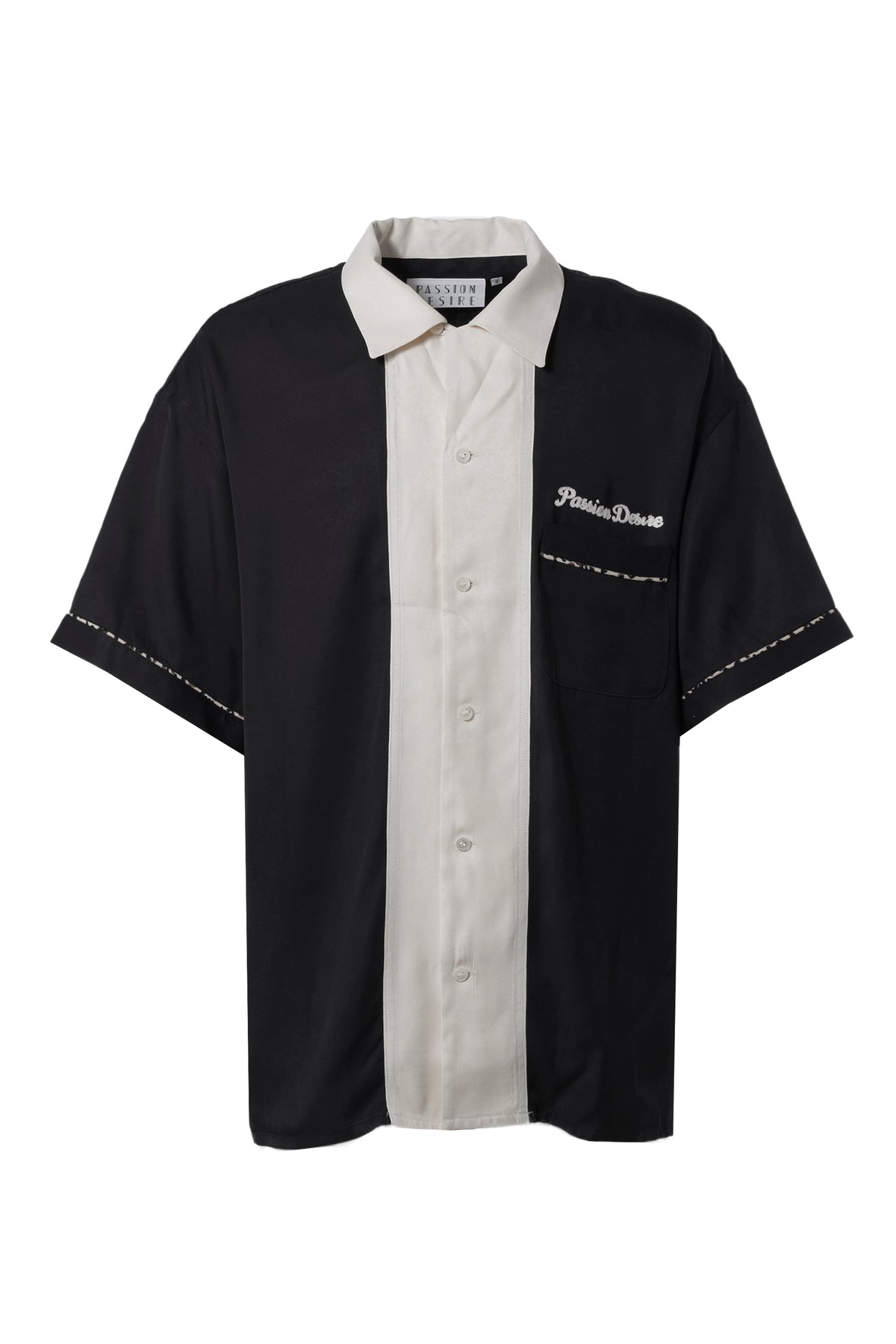 RAYON 2TONE BOWLING SHIRT / BLK