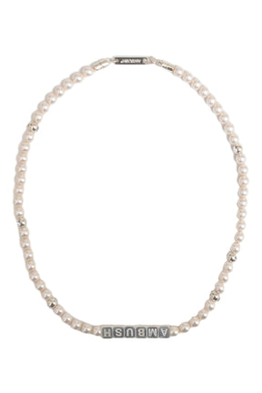 PEARL LETTERBLOCK NECKLACE / SIL