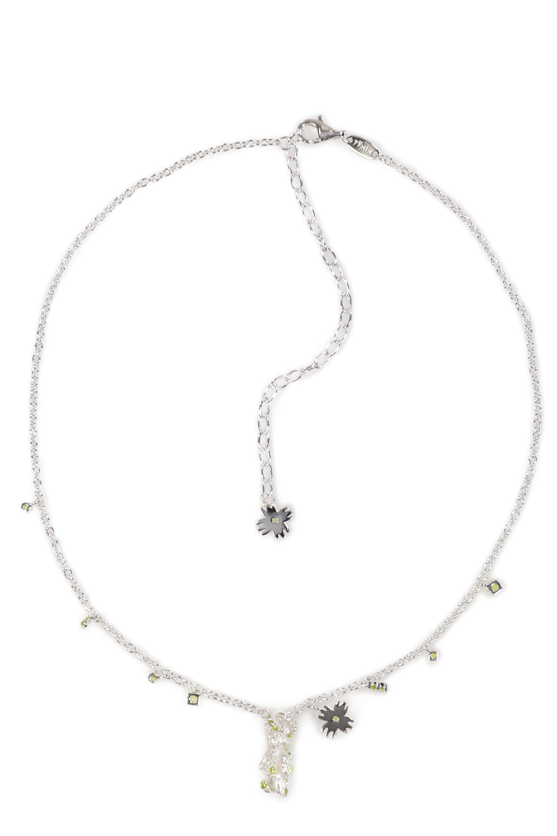 BEAR FLOWER ZIRCON NECKLACE / SIL