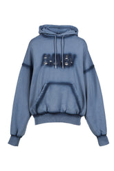 OS SHOULDERLESS HOODIE CUT AV-LOGO BLUE / BLU 