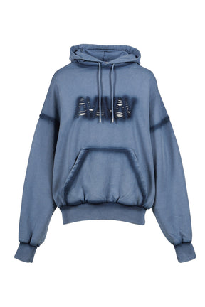 OS SHOULDERLESS HOODIE CUT AV-LOGO BLUE / BLU 