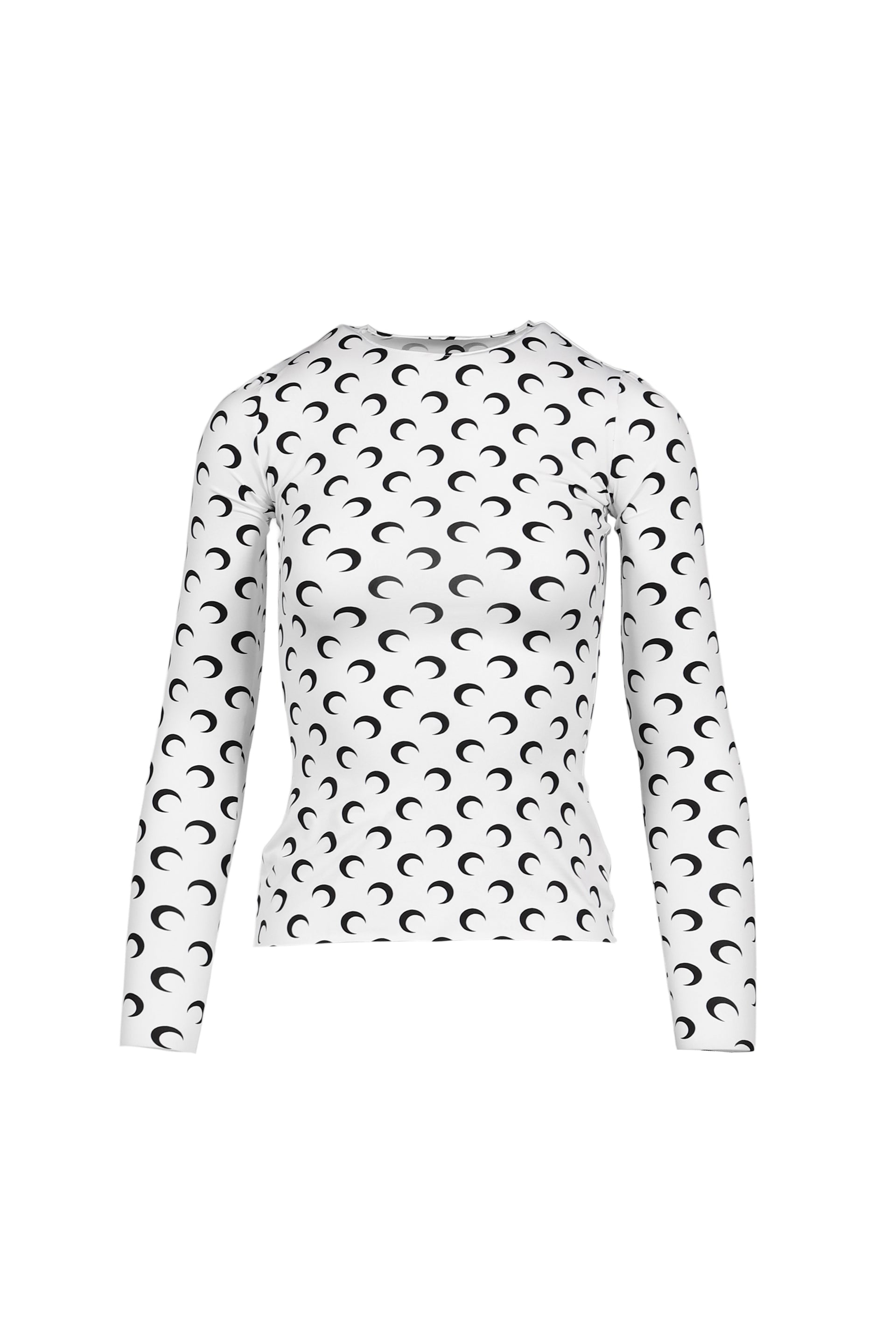 MOON PRINTED JERSEY LS CREWNECK TOP / OPTICAL WHT