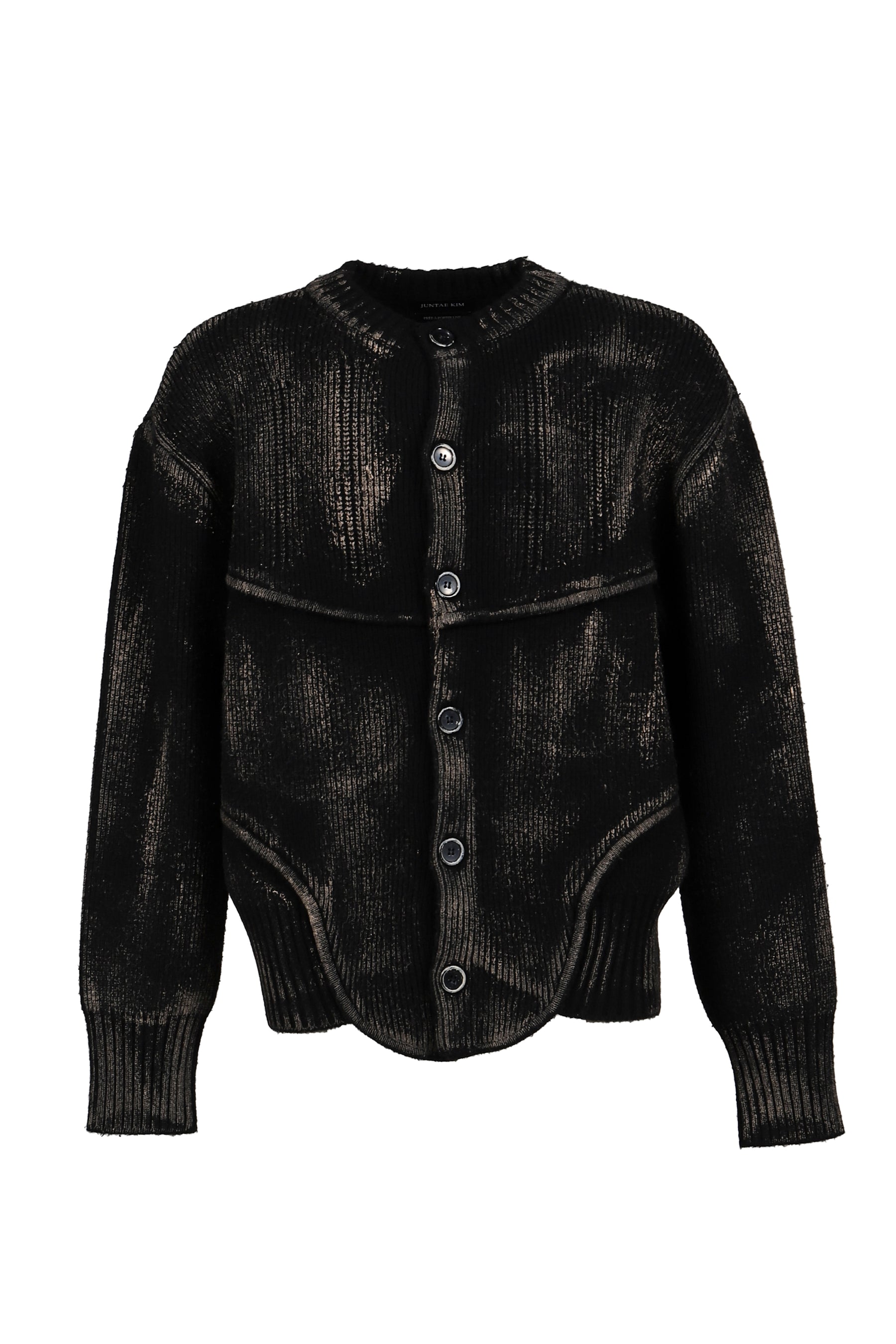 PAINTED CORSET KNIT CARDIGAN / BLK