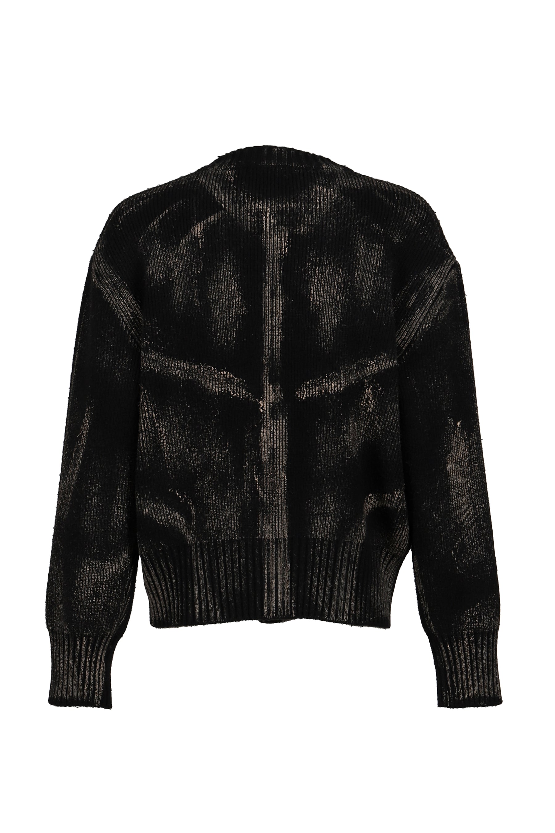 PAINTED CORSET KNIT CARDIGAN / BLK