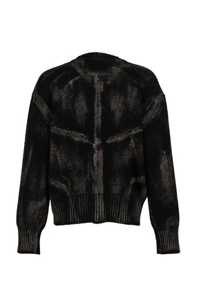 PAINTED CORSET KNIT CARDIGAN / BLK
