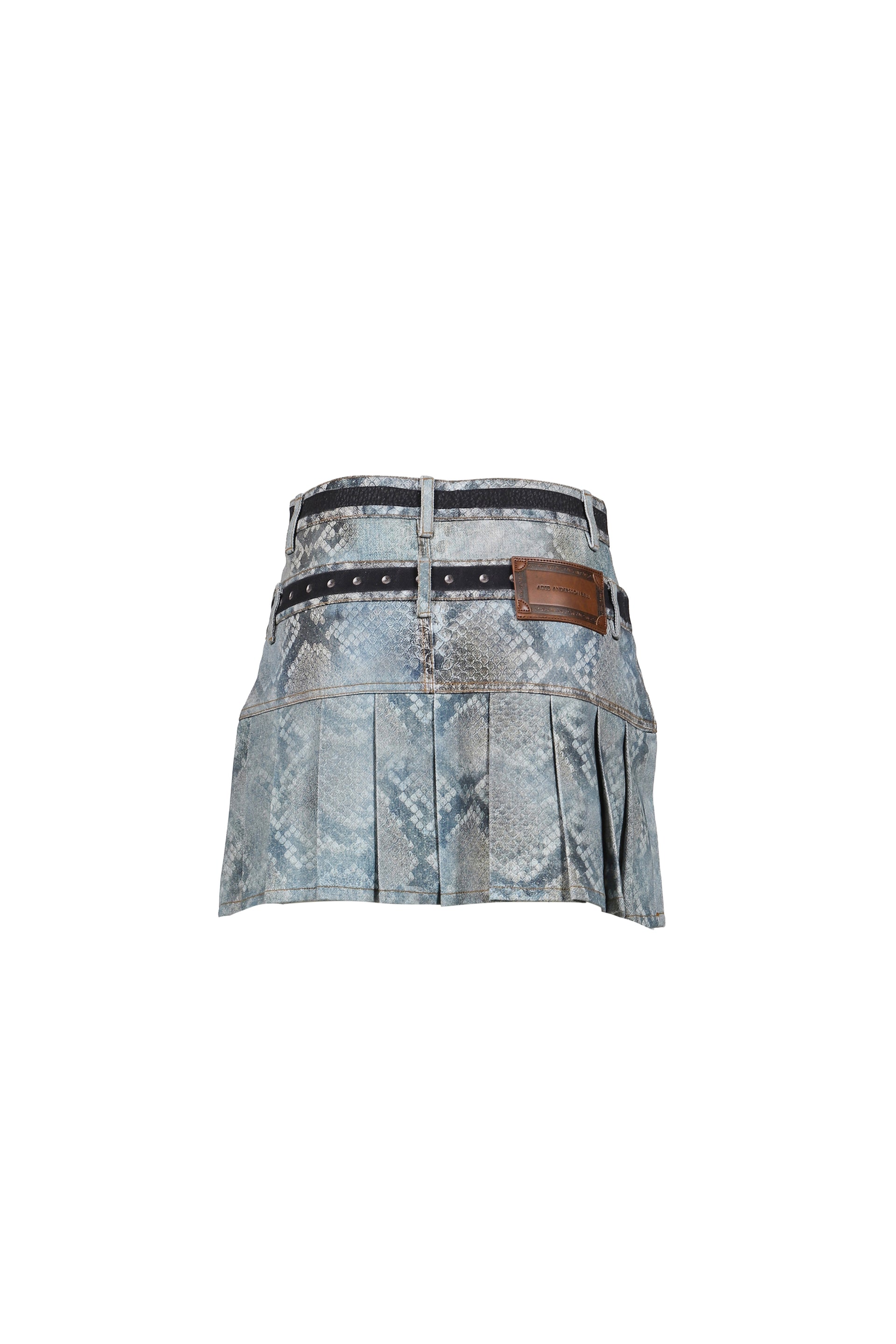PYTHON FADE DENIM PRINTED SKIRT / BLU