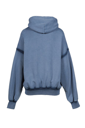 OS SHOULDERLESS HOODIE CUT AV-LOGO BLUE / BLU 