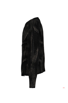 PAINTED CORSET KNIT CARDIGAN / BLK