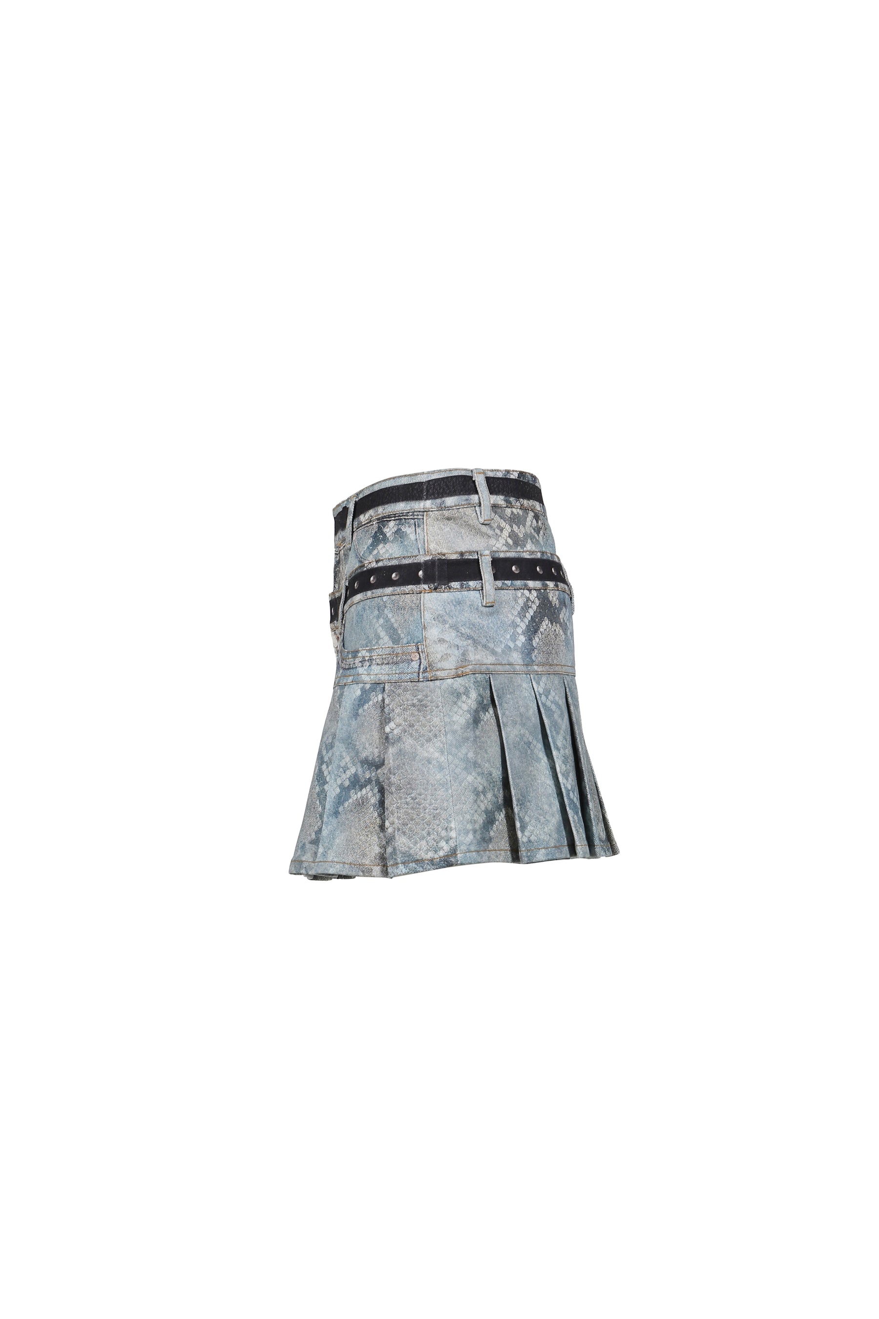 PYTHON FADE DENIM PRINTED SKIRT / BLU