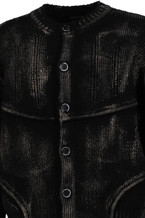 PAINTED CORSET KNIT CARDIGAN / BLK
