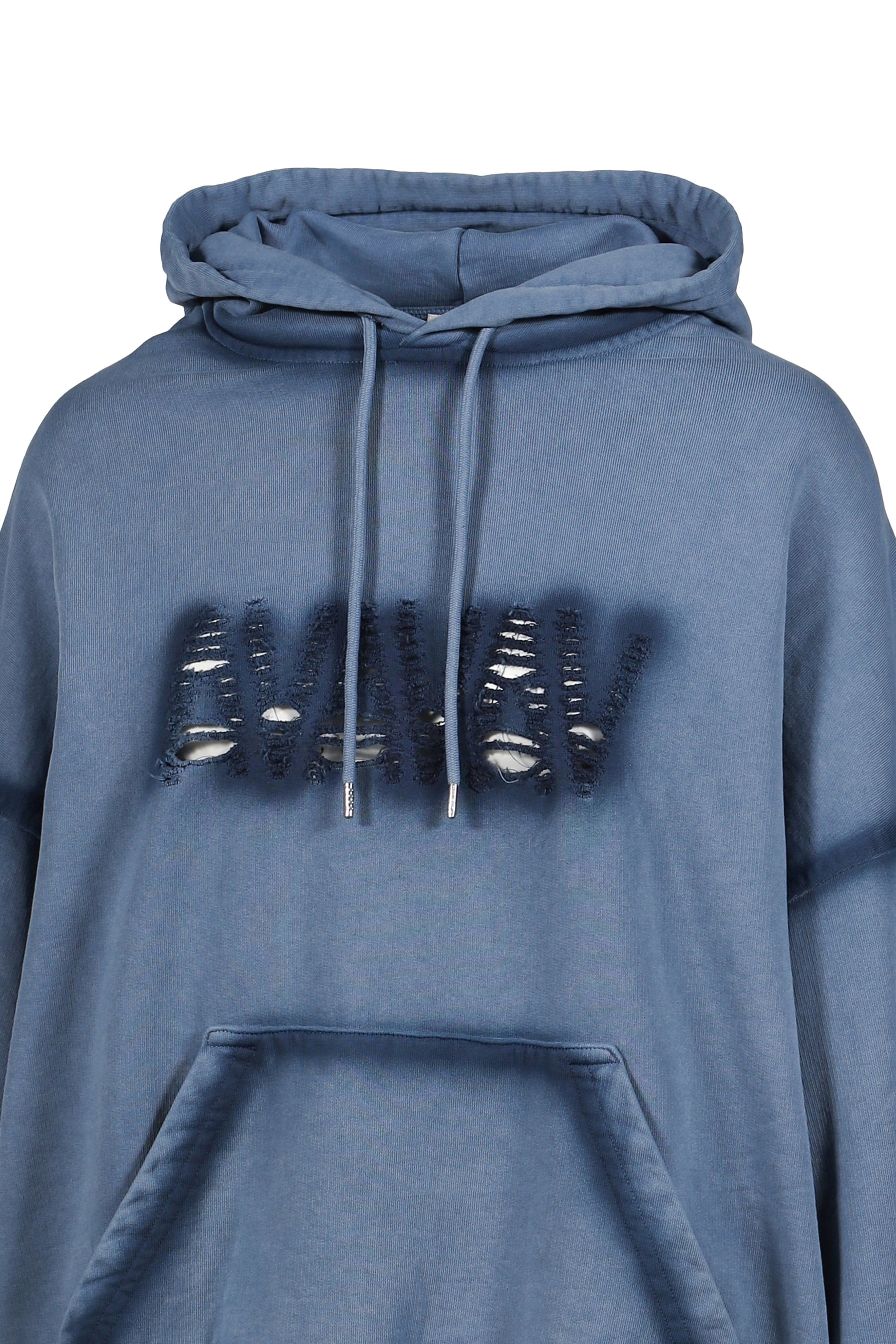 OS SHOULDERLESS HOODIE CUT AV-LOGO BLUE / BLU 