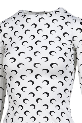 MOON PRINTED JERSEY LS CREWNECK TOP / OPTICAL WHT 