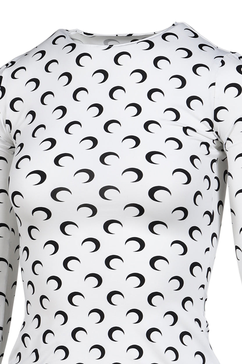 MOON PRINTED JERSEY LS CREWNECK TOP / OPTICAL WHT 