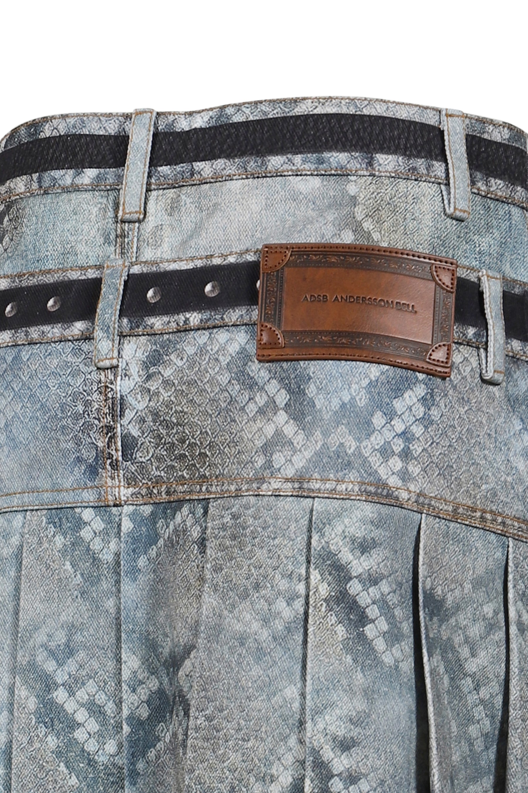 PYTHON FADE DENIM PRINTED SKIRT / BLU
