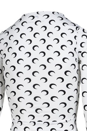 MOON PRINTED JERSEY LS CREWNECK TOP / OPTICAL WHT 
