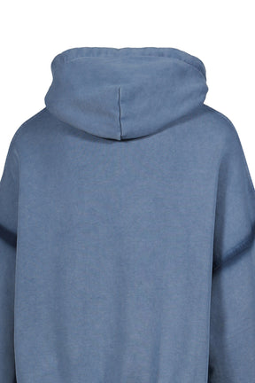 OS SHOULDERLESS HOODIE CUT AV-LOGO BLUE / BLU 