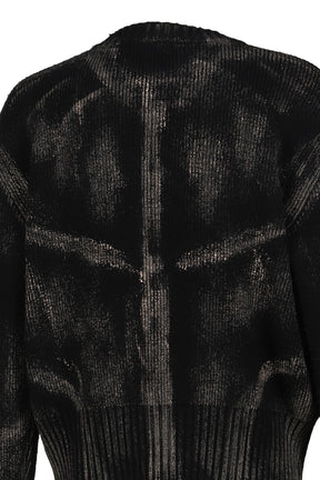PAINTED CORSET KNIT CARDIGAN / BLK