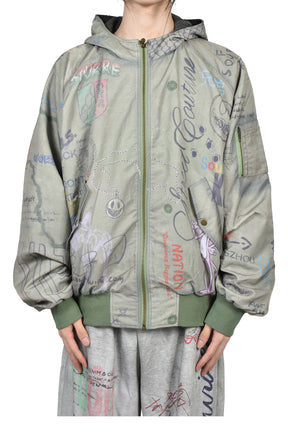 REVERSIBLE SKETCH BOMBER / GREEN