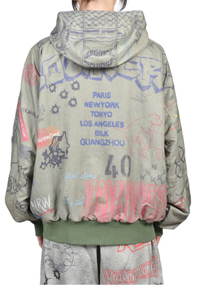 REVERSIBLE SKETCH BOMBER / GREEN
