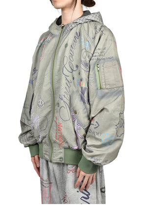 REVERSIBLE SKETCH BOMBER / GREEN