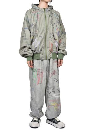 REVERSIBLE SKETCH BOMBER / GREEN