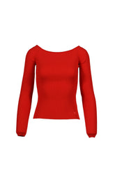 OFF SHOULDER RIB KNIT TOP / POPPY 