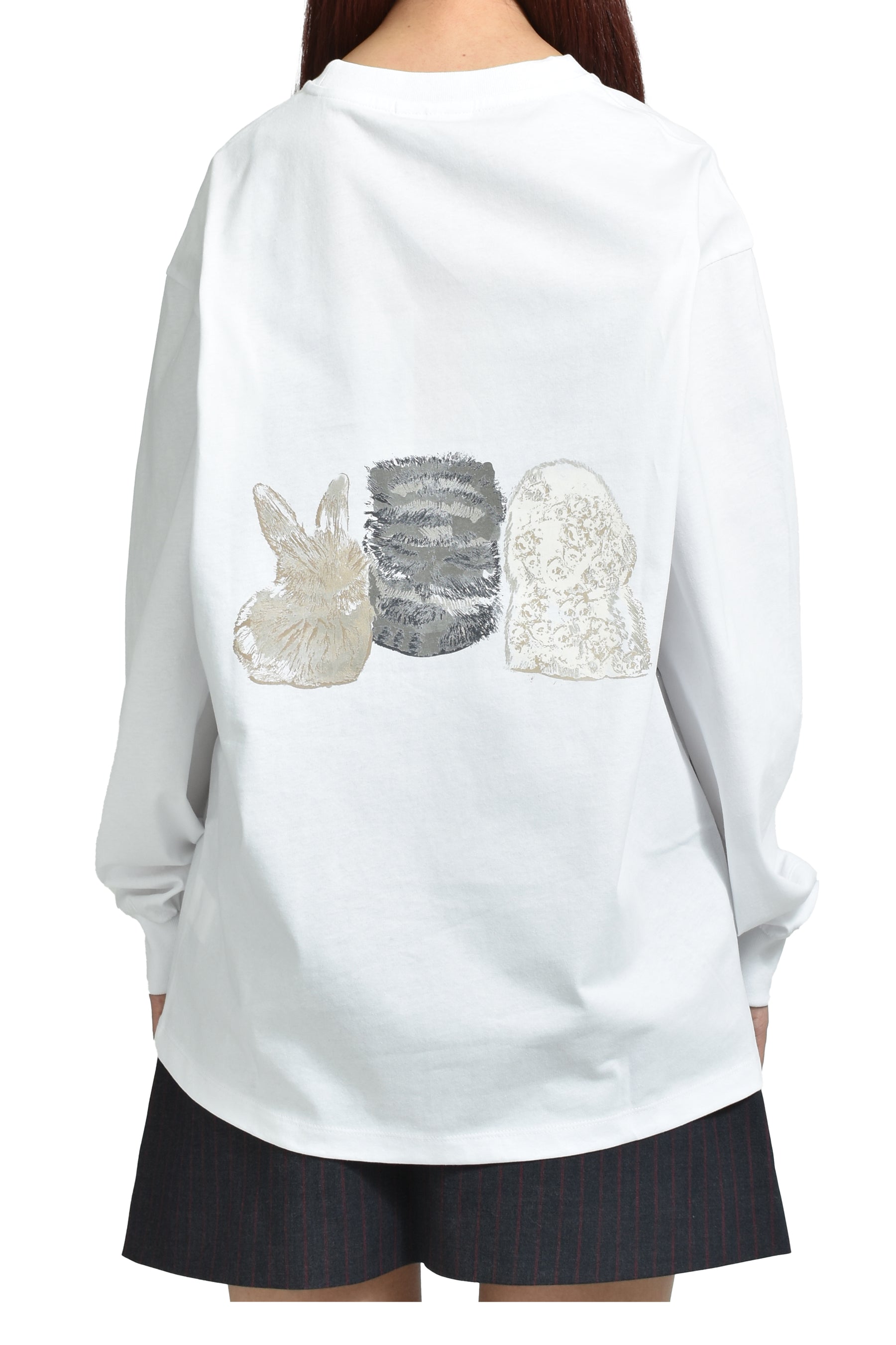 RE-CUT HEAVY JERSEY ANIMALS LONG SLEEVE / BRIGHT WHT 