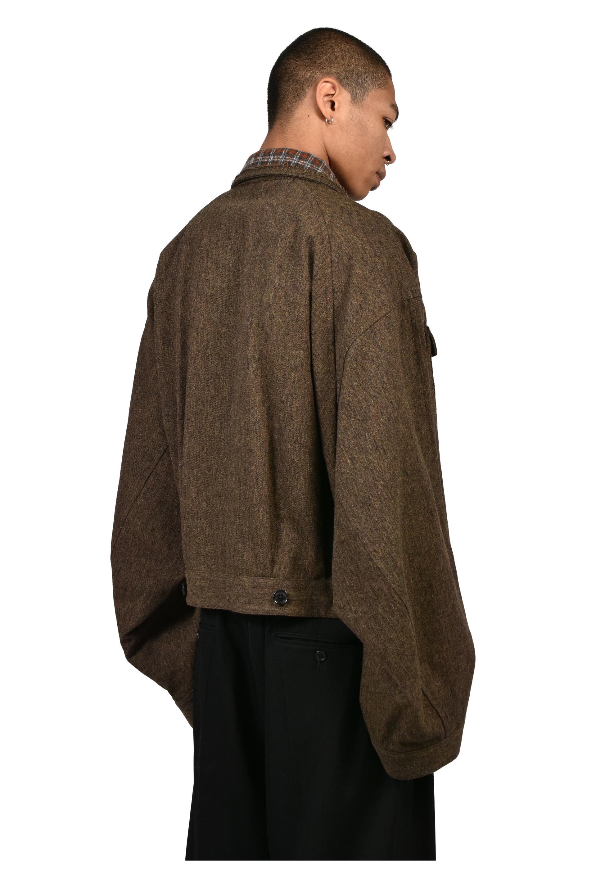 "BIG SLEEVE” SHINING COLLAR MILITARY JACKET / OLV