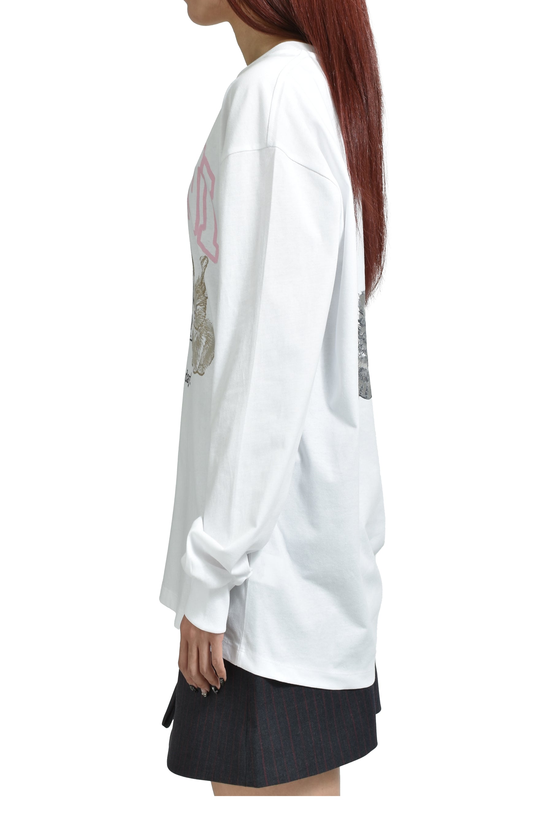RE-CUT HEAVY JERSEY ANIMALS LONG SLEEVE / BRIGHT WHT 