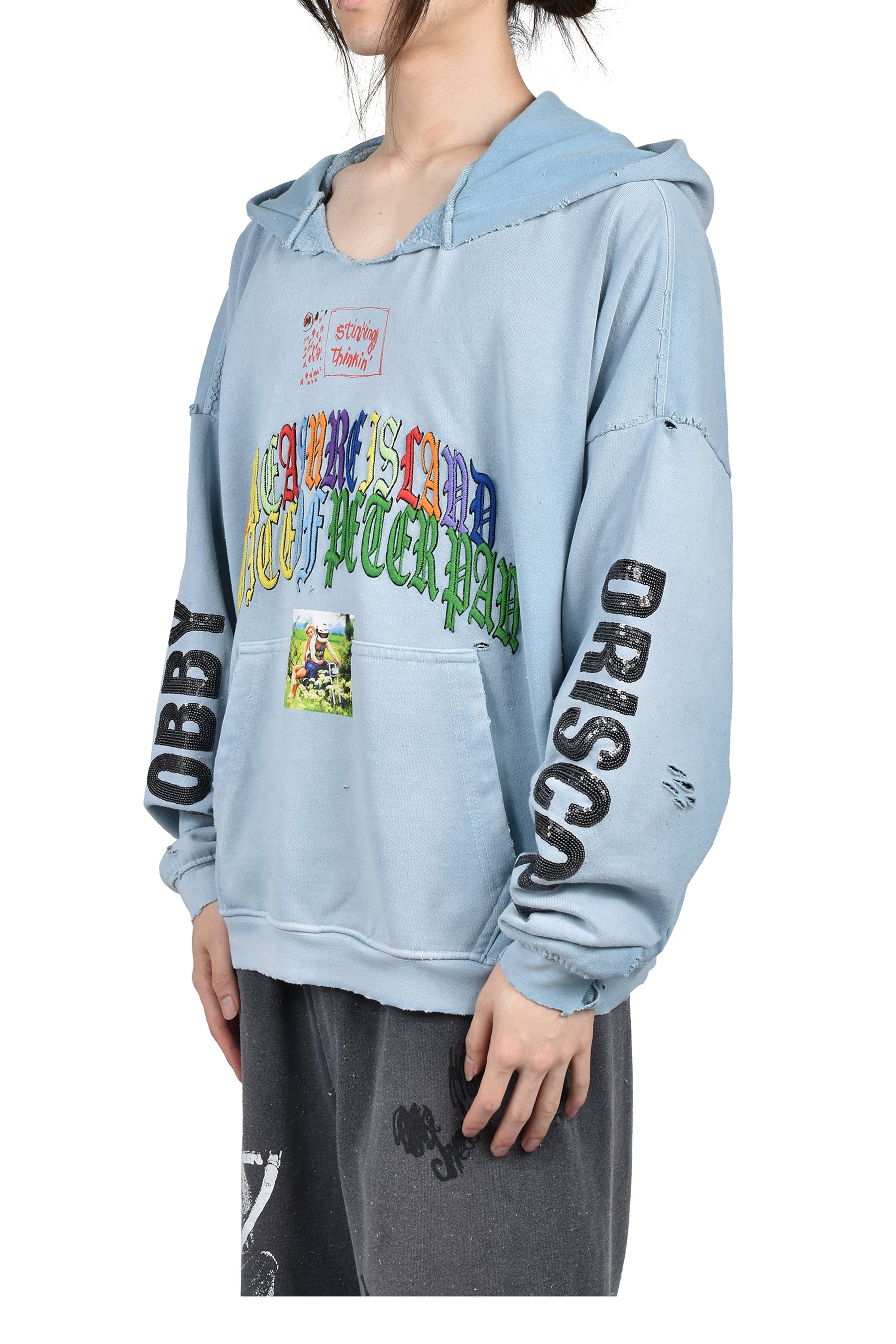 BOBBY DRISCOLL HOODED SWEATSHIRT / BABY BLUE