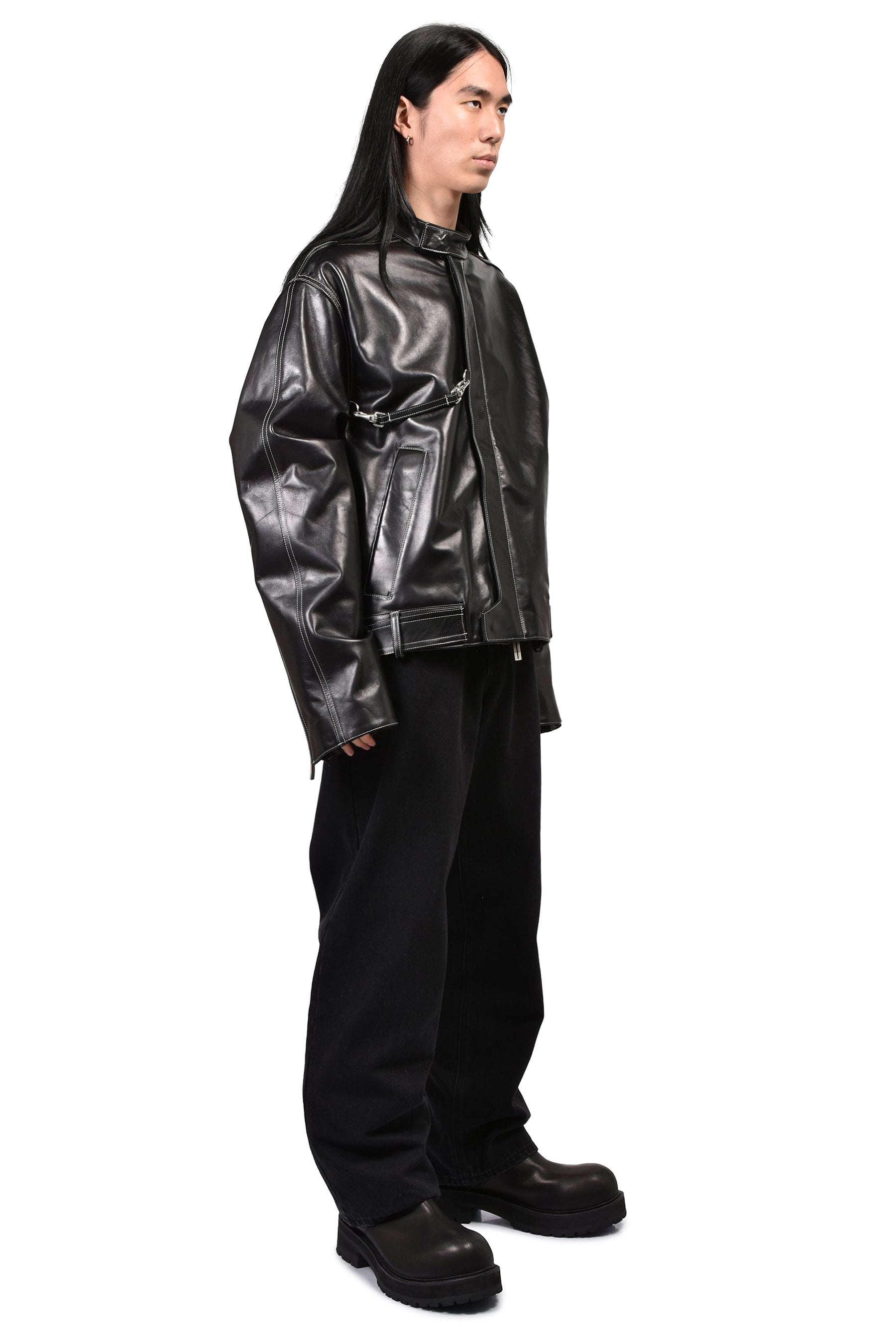 LOCKLINE LEATHER JACKET / BLK