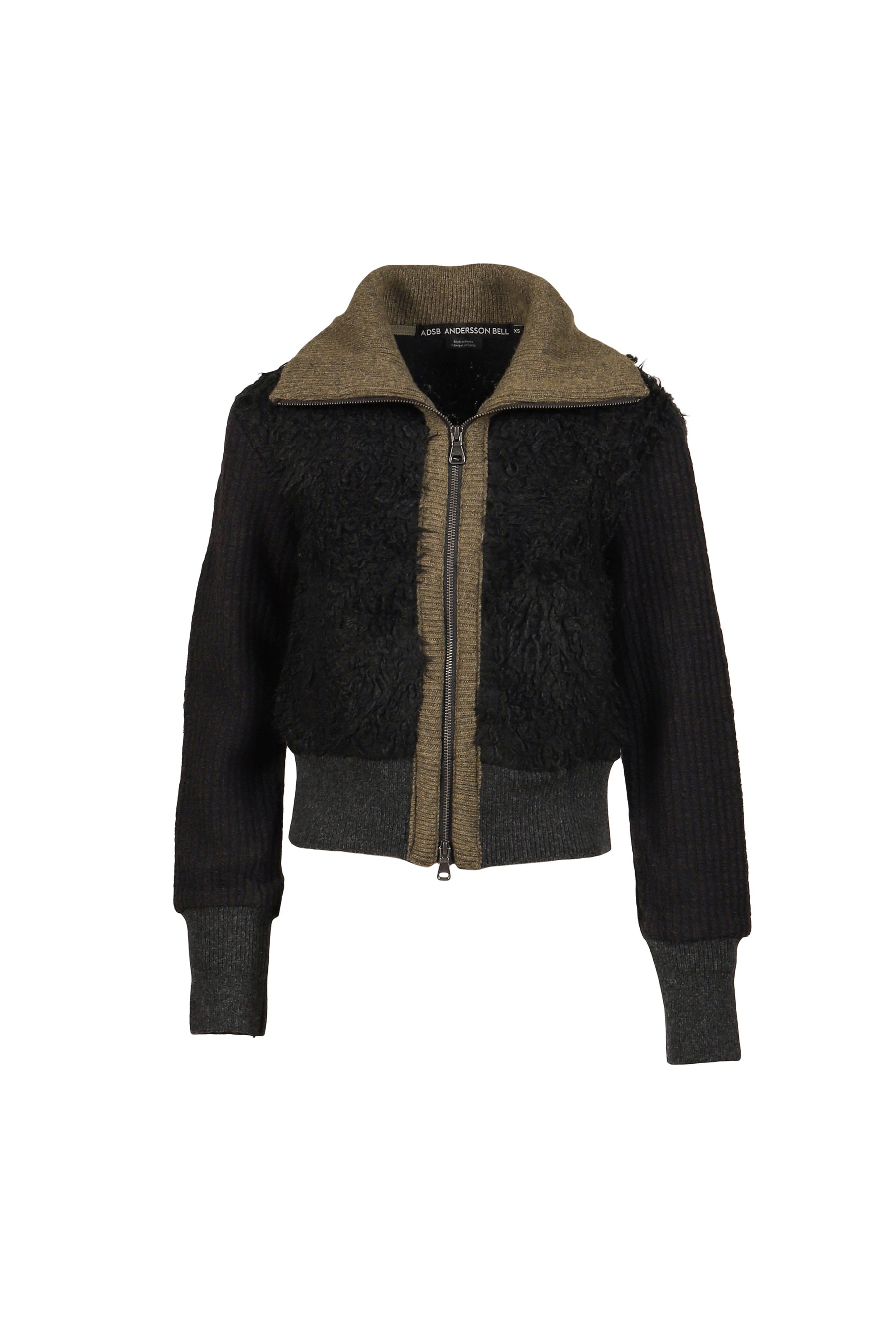 FUR COMBO KNIT TOP / BLACK 