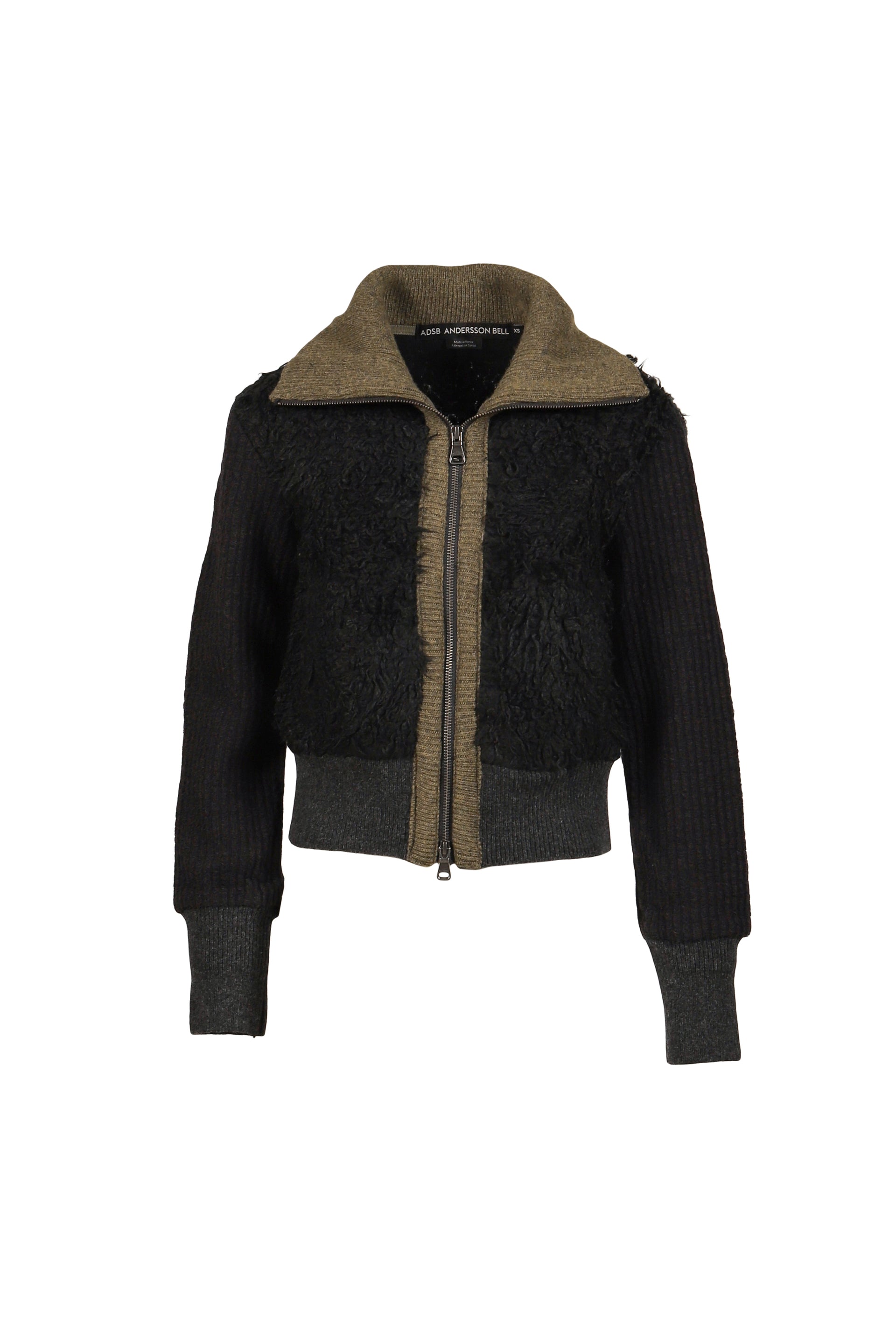 FUR COMBO KNIT TOP / BLK