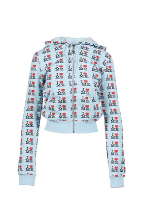 I HEART ME BLUE SHRUNK BABY HOODIE / BLU