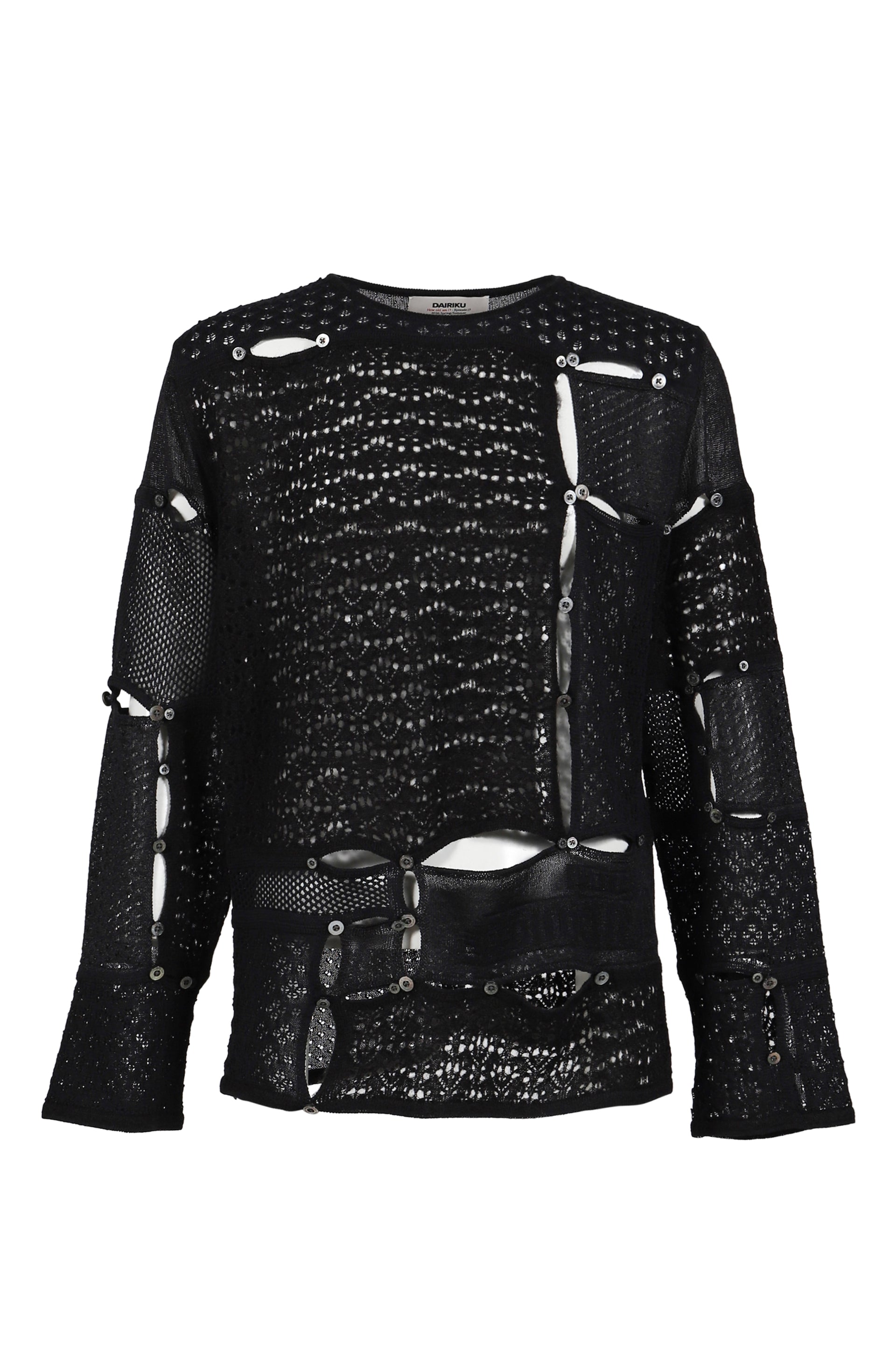 DAIRIKU "BENJAMIN" BUTTON PATCH-WORK KNIT / BLK