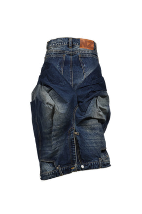 DOUBLE DENIM SKIRT / BLU