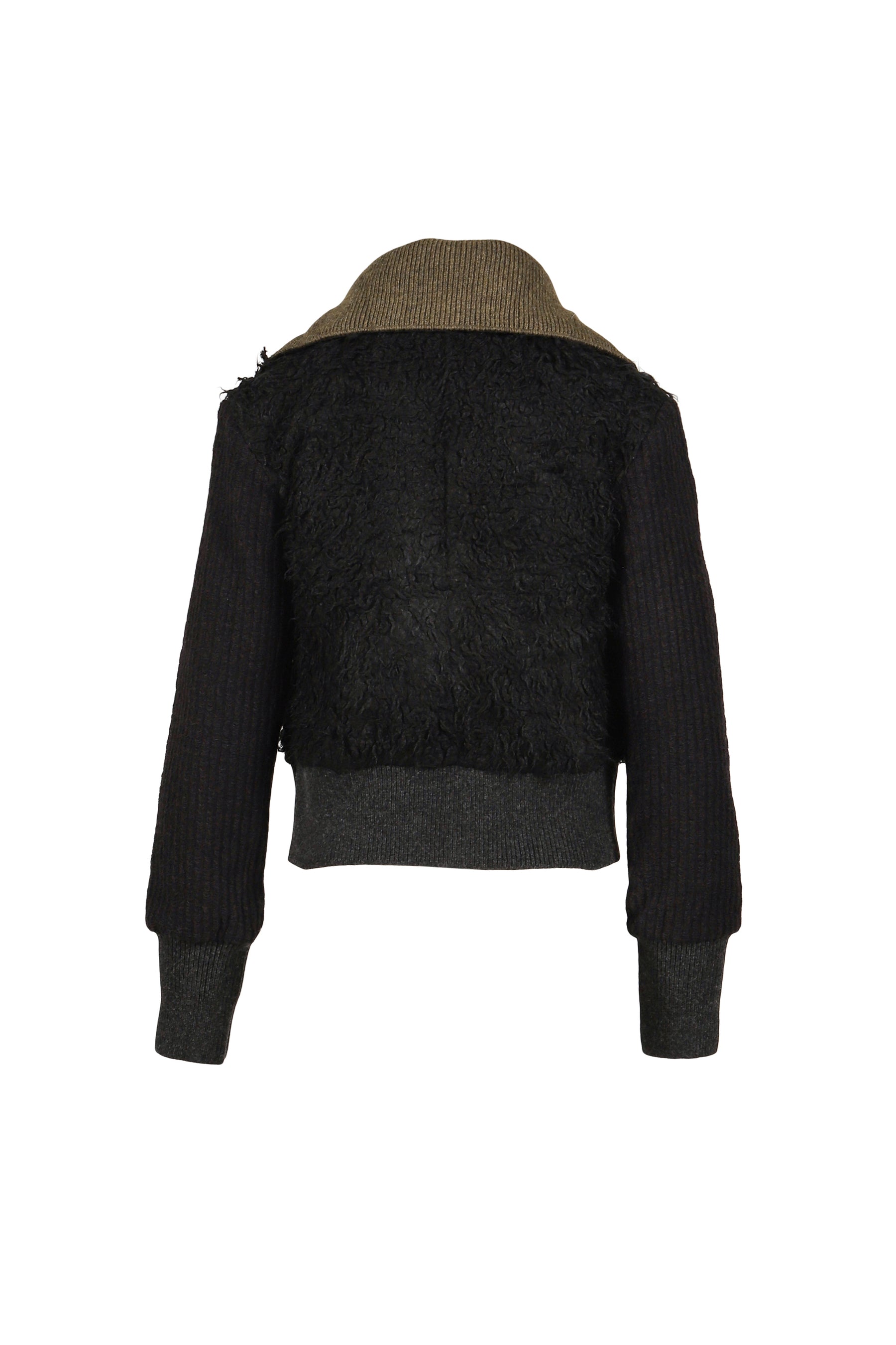 FUR COMBO KNIT TOP / BLACK 