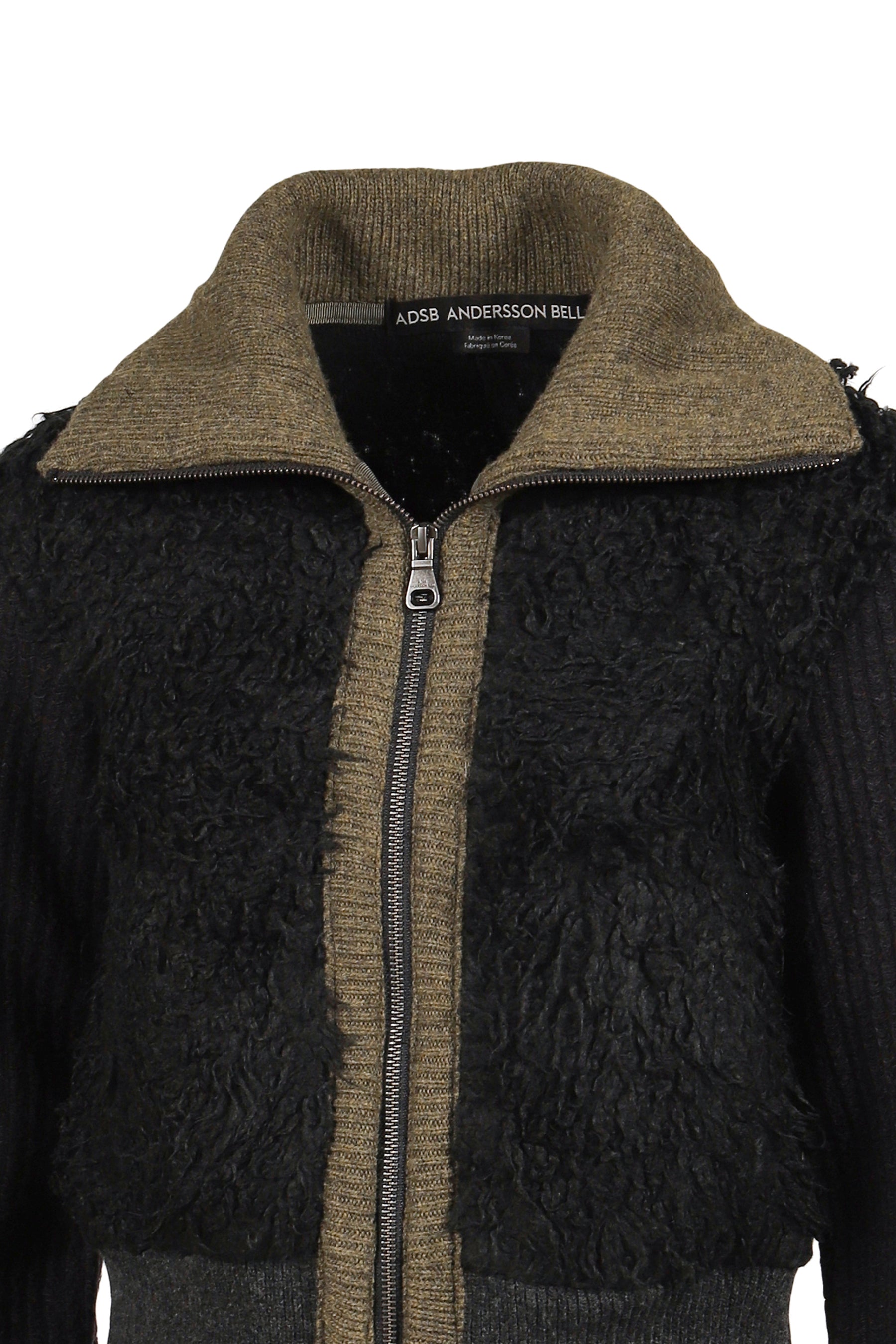 FUR COMBO KNIT TOP / BLACK 