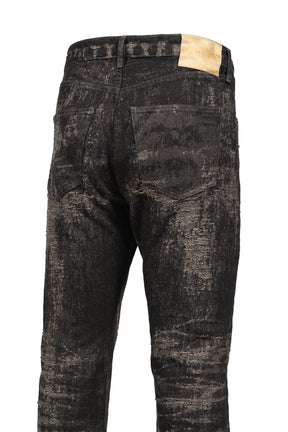 JACQUARD DENIM TIGHT PANTS / GRY