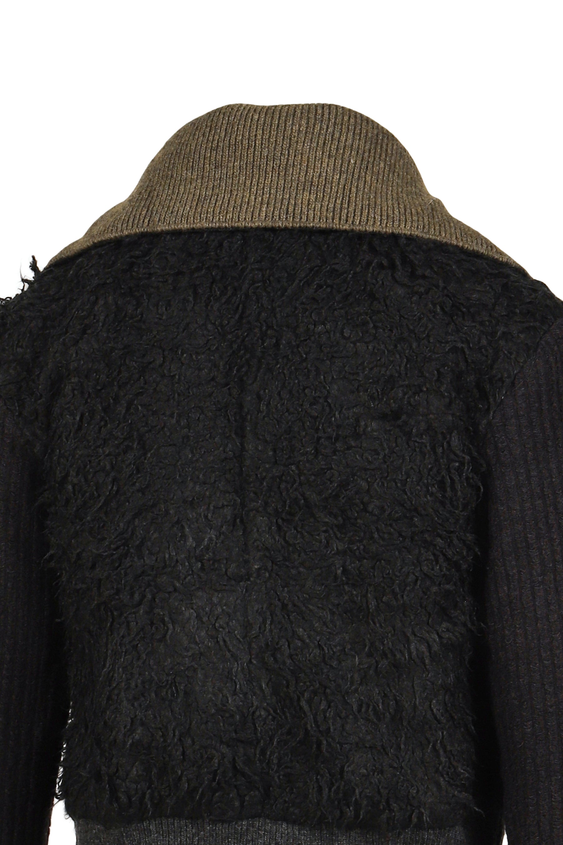 FUR COMBO KNIT TOP / BLACK 