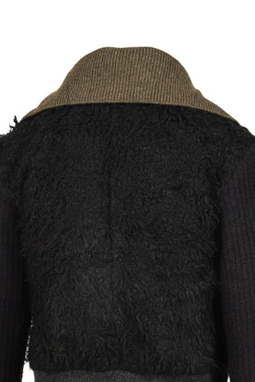 FUR COMBO KNIT TOP / BLACK 