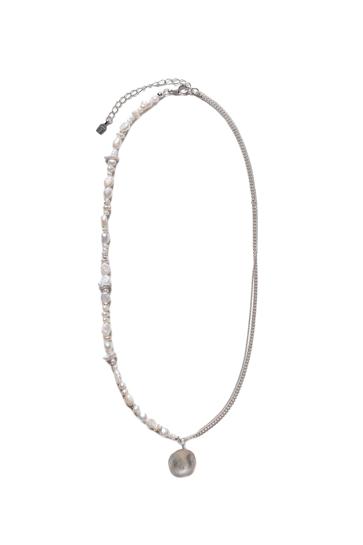 HYPNOTIZE MIX PEARL & CHAIN NECKLACE / SIL