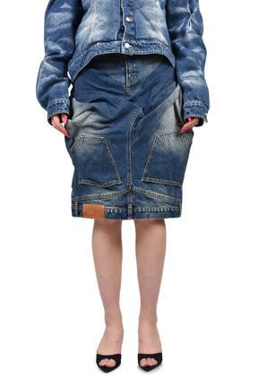 DOUBLE DENIM SKIRT / BLU