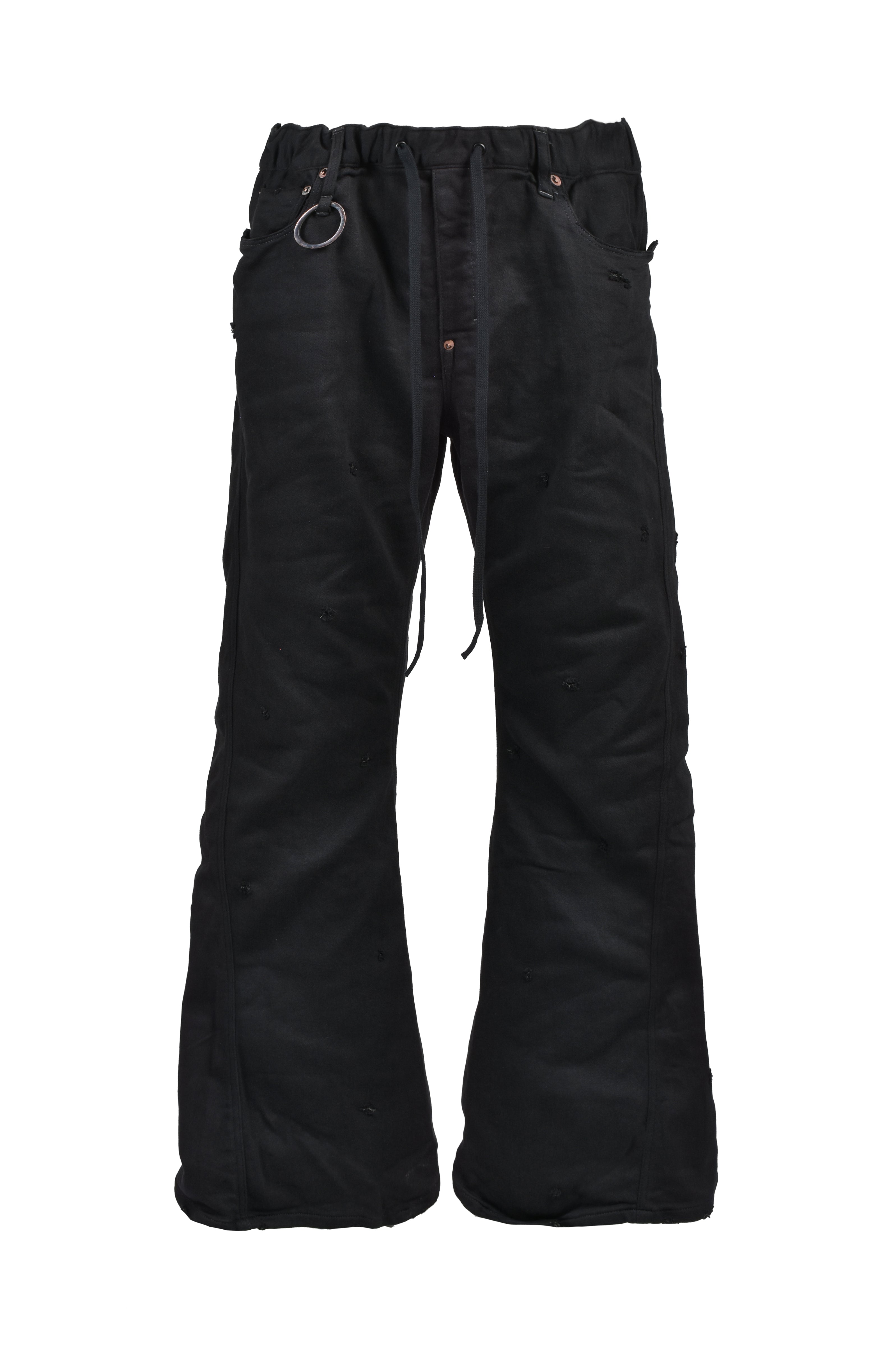 MINUS マイナス SS26 HOME FLARE JEANS WITH DAMAGE PANTS / BLK