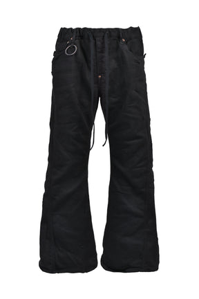 HOME FLARE JEANS WITH DAMAGE PANTS / BLK