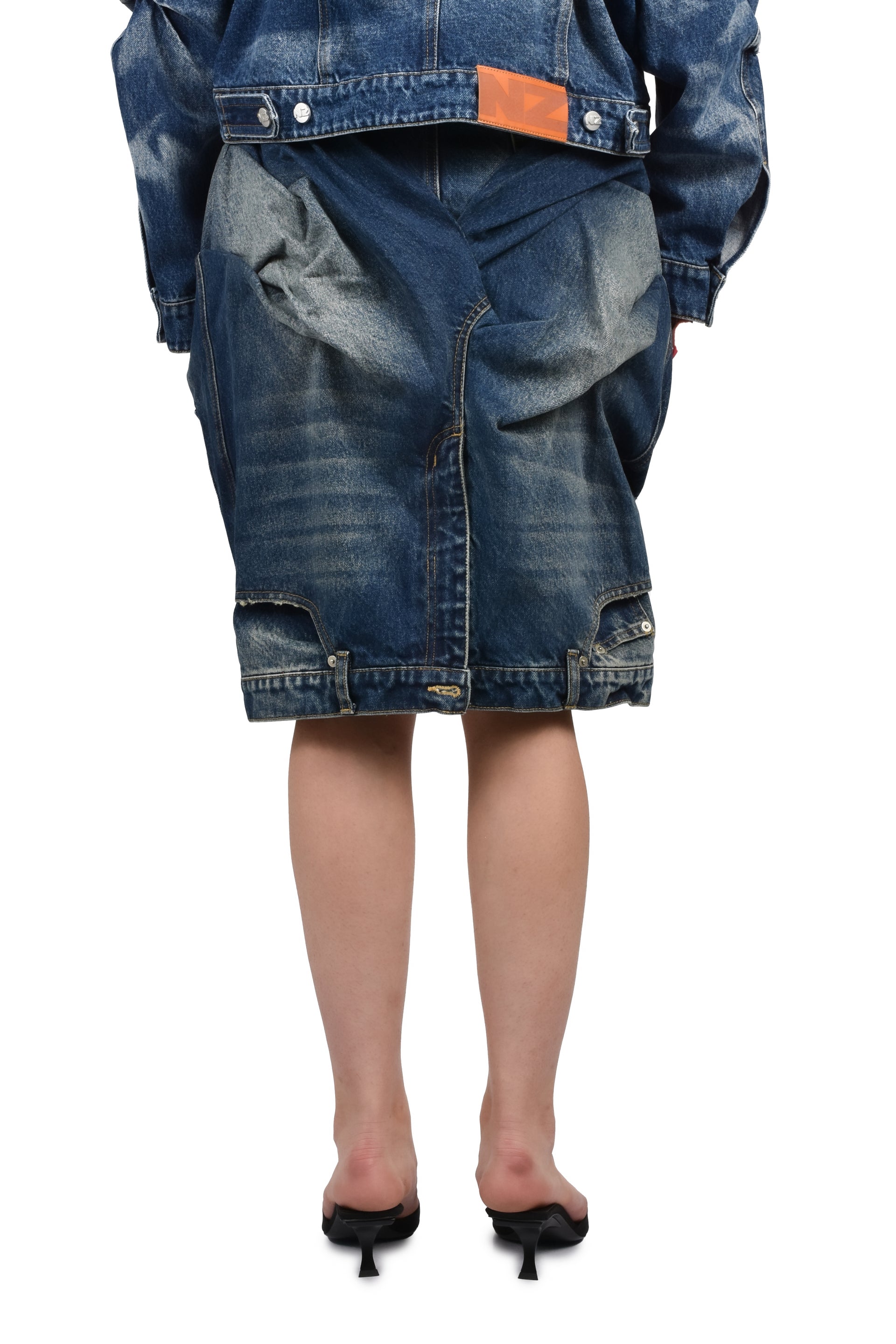DOUBLE DENIM SKIRT / BLUE
