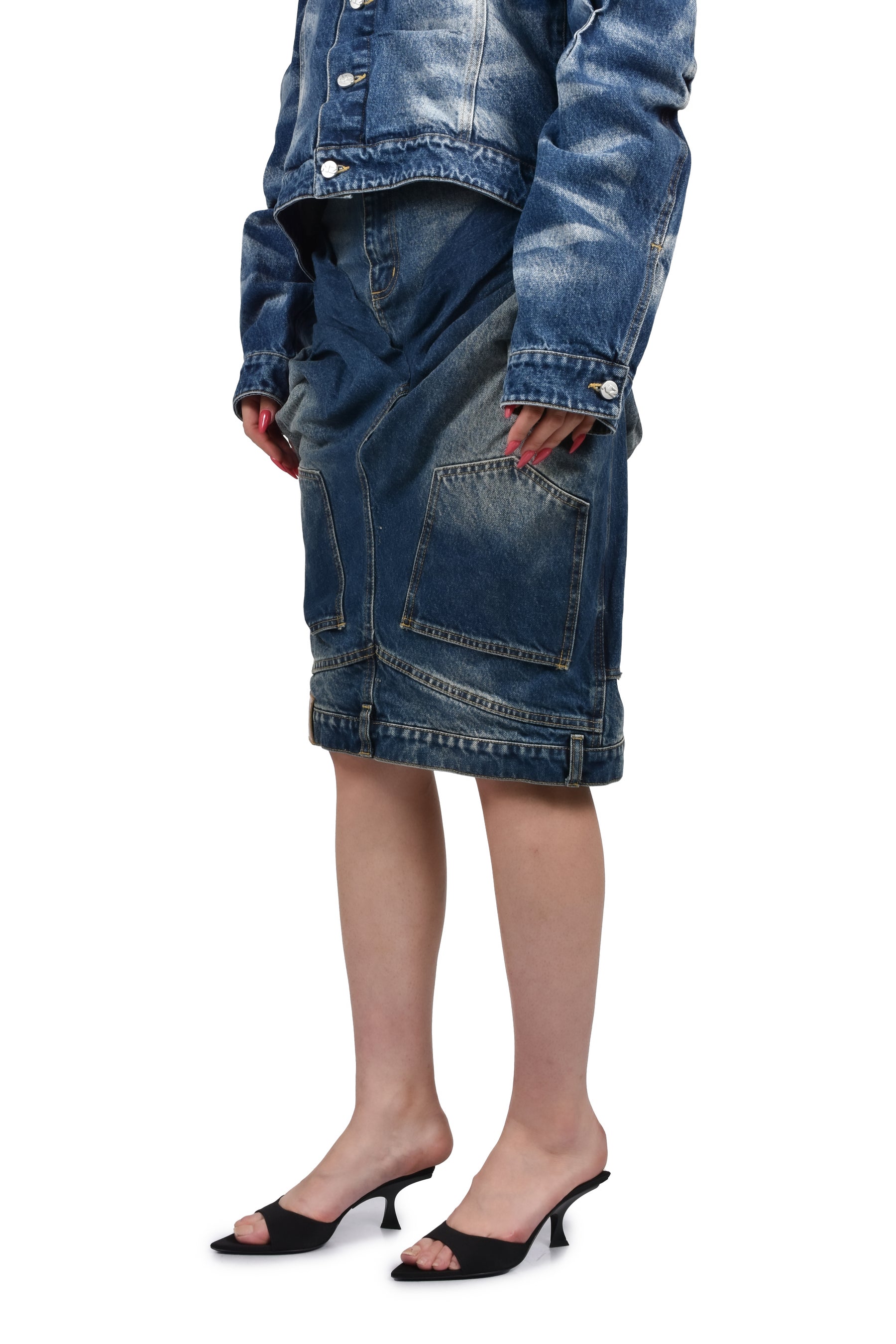 DOUBLE DENIM SKIRT / BLU