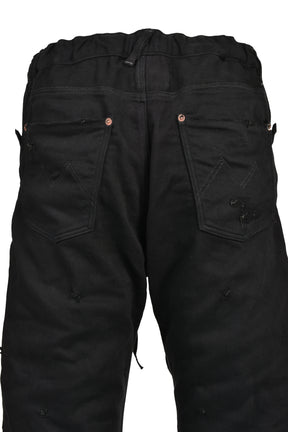 HOME FLARE JEANS WITH DAMAGE PANTS / BLK