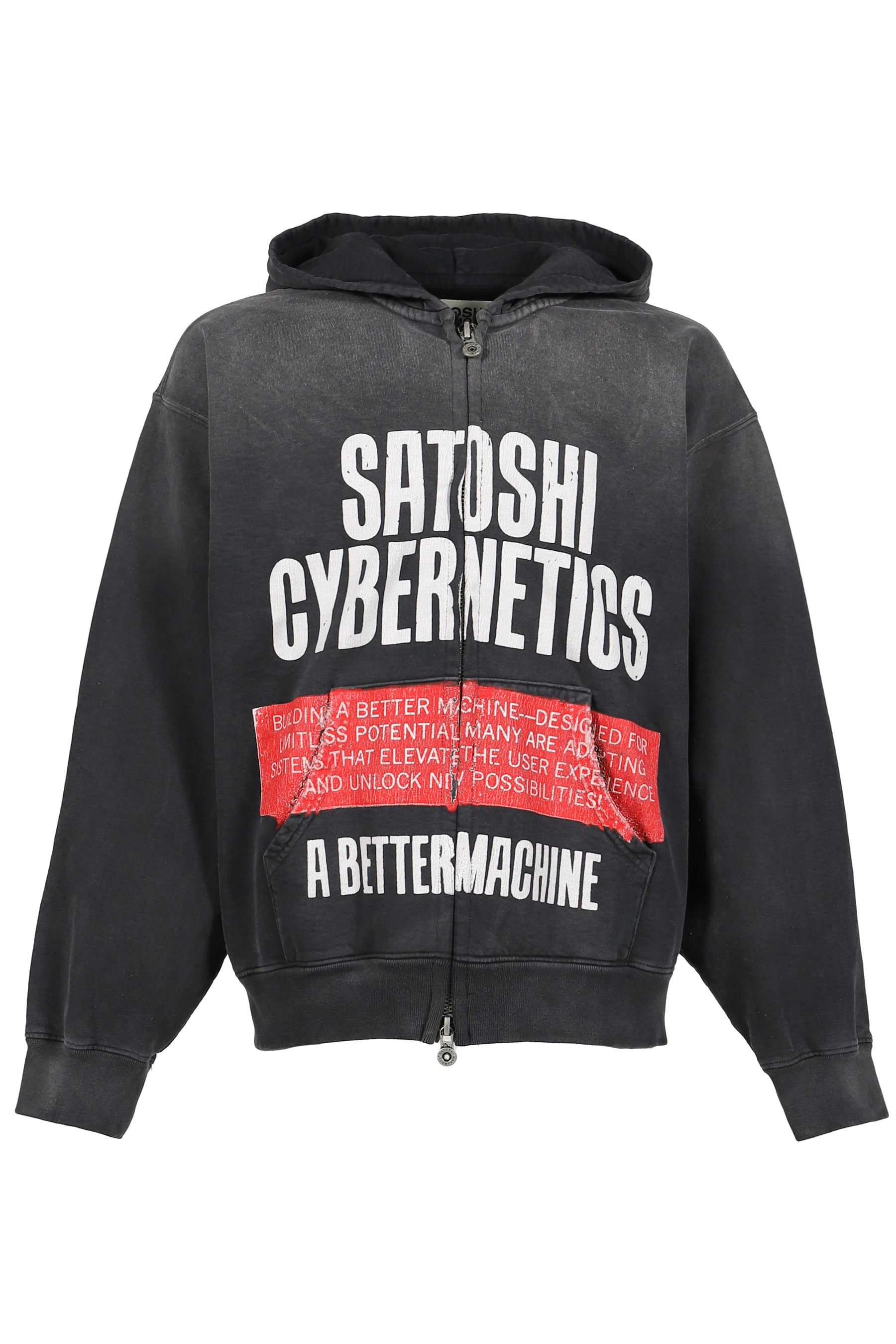 CYBERNETICS ZIP UP HOODIE / WASHED BLK